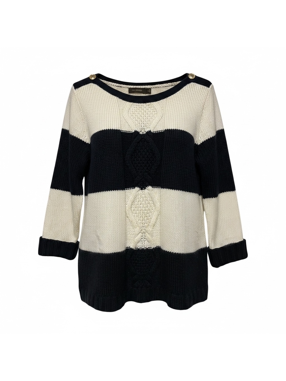 The Limited Women's Cable Chunky Knit Coastal Black and White size Large